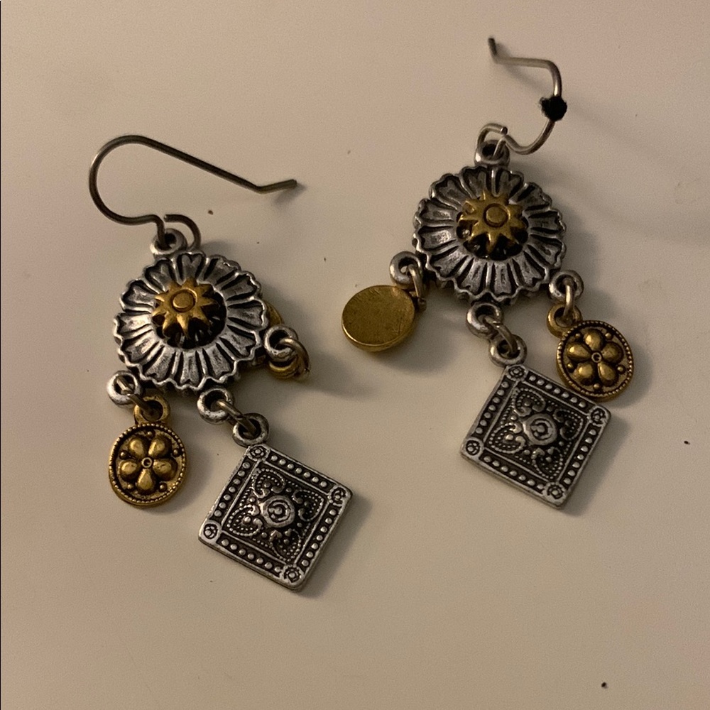 Elegant Silver and Gold Dangle Earrings